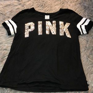 women’s sequined PINK short sleeve